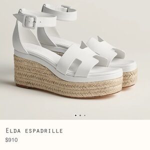 Hermes Elda Espadrille in white. Size 6
